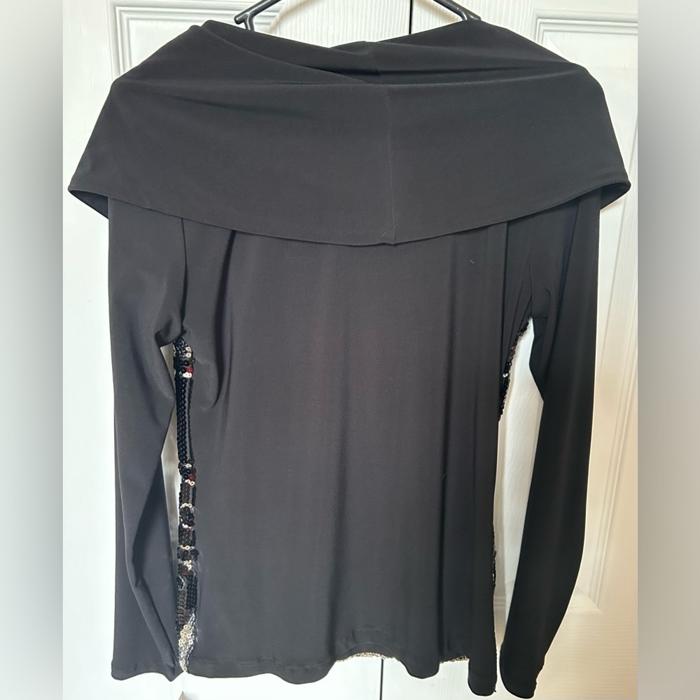 NWT Frank Lyman Sequin Black Top Festive Paisley Silver   New Year Retail $135 - Picture 4 of 8